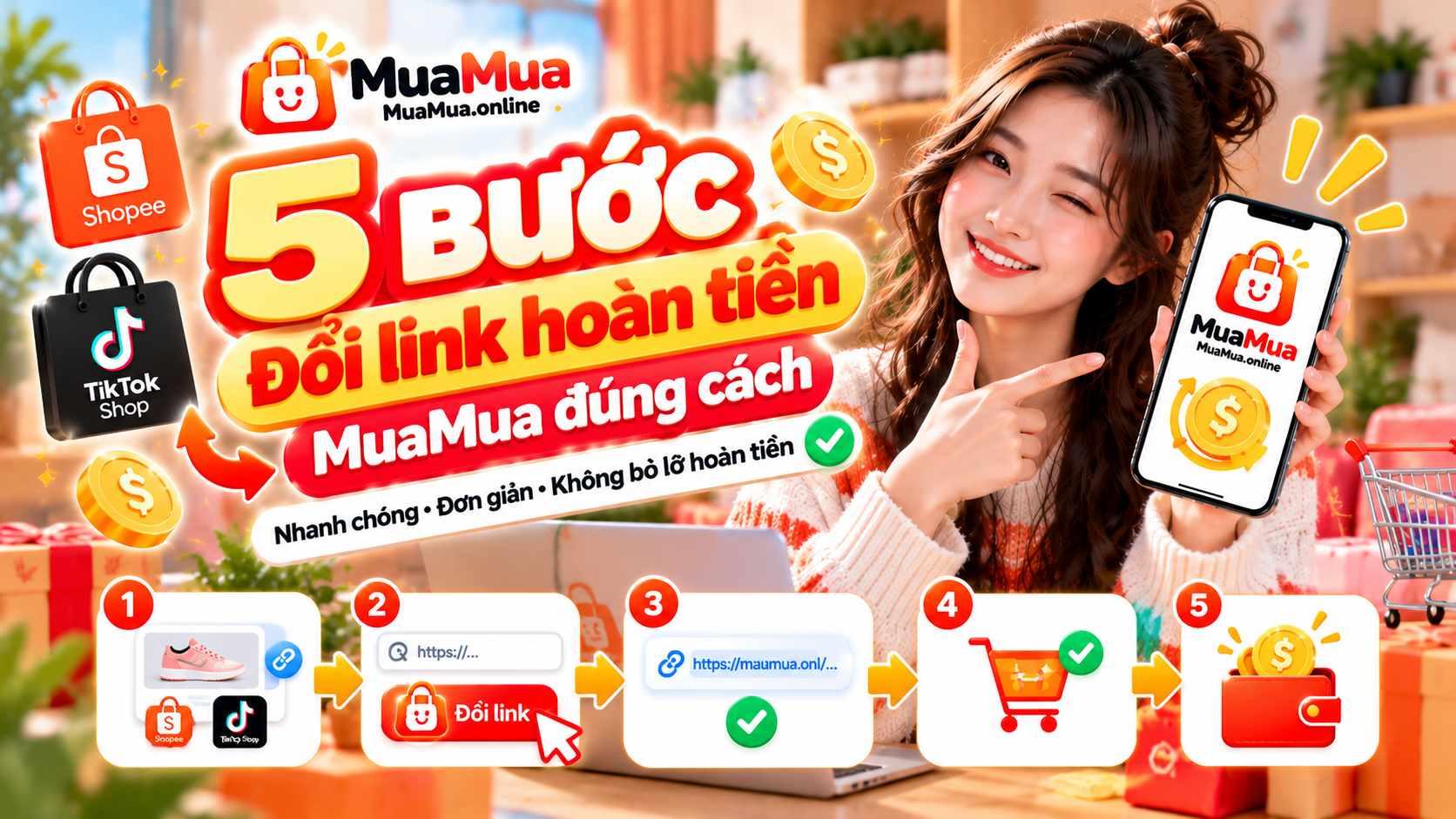 5 bước đổi link hoàn tiền MuaMua đúng cách để hạn chế mất đơn