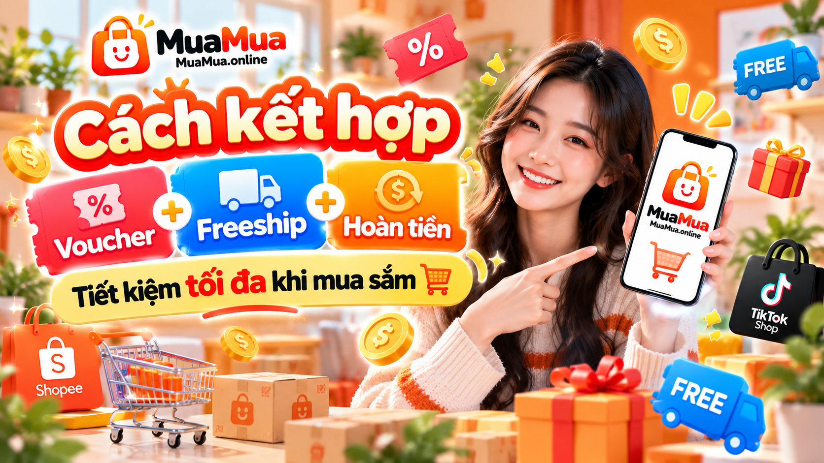 Cách kết hợp voucher, freeship và hoàn tiền để tiết kiệm hơn